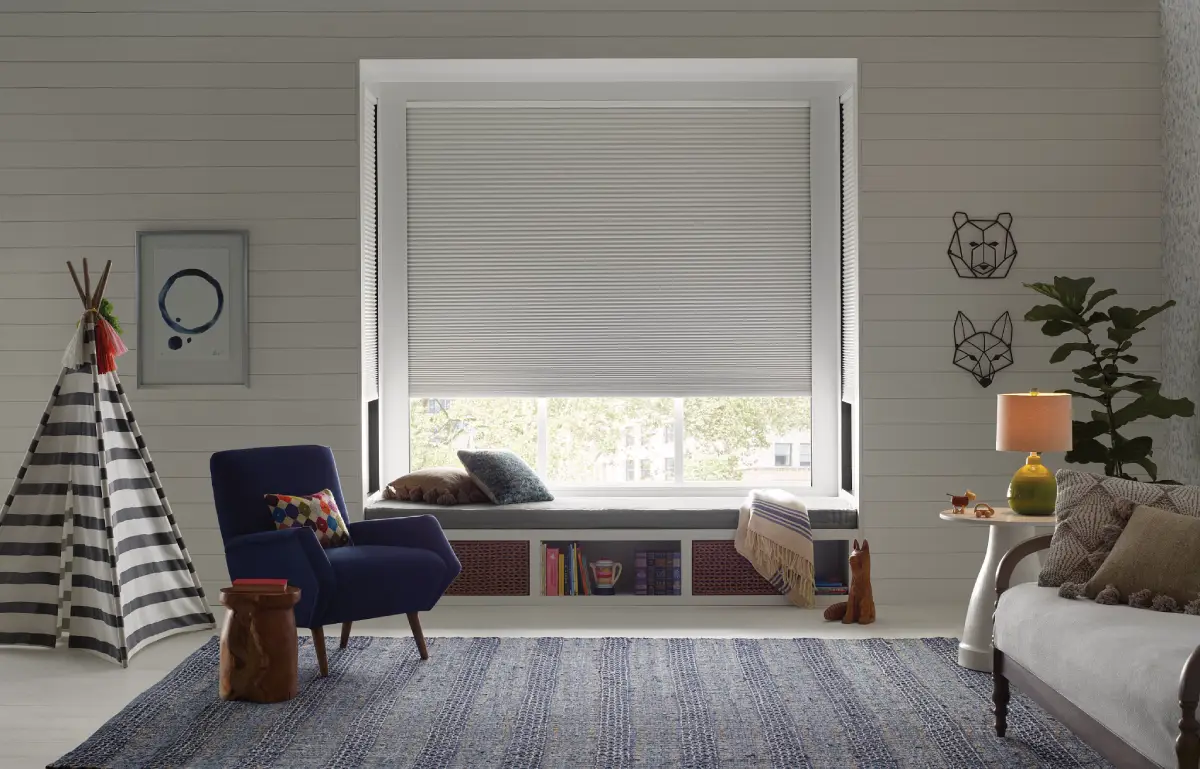 Hunter Douglas Duette® Cellular Shades in a child's playroom.